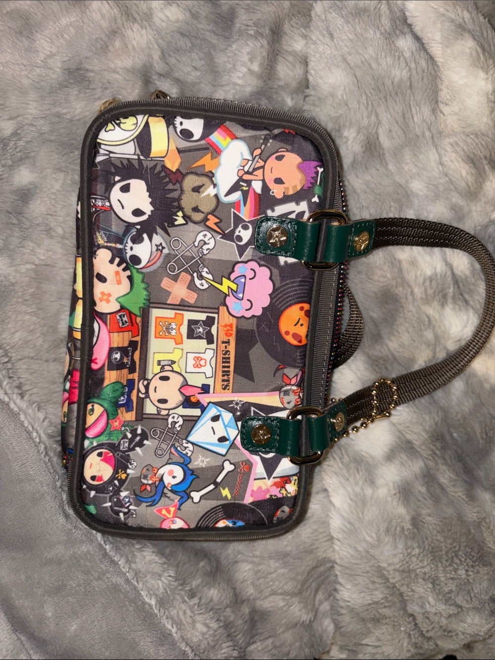 tokidoki Multicolor Character Mini Crossbody with Green Strap and Gold Hardware - Picture 3 of 3
